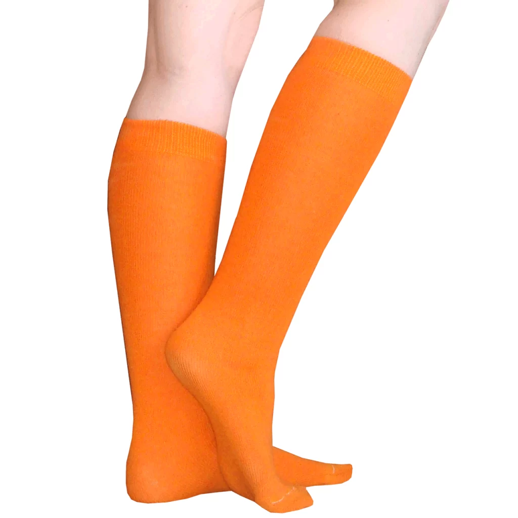 thumbnail interactive-video image 1 of Women's Velma Dinkley Costume Socks - Knee High Orange Tights (Size 9-11) 1 of 14